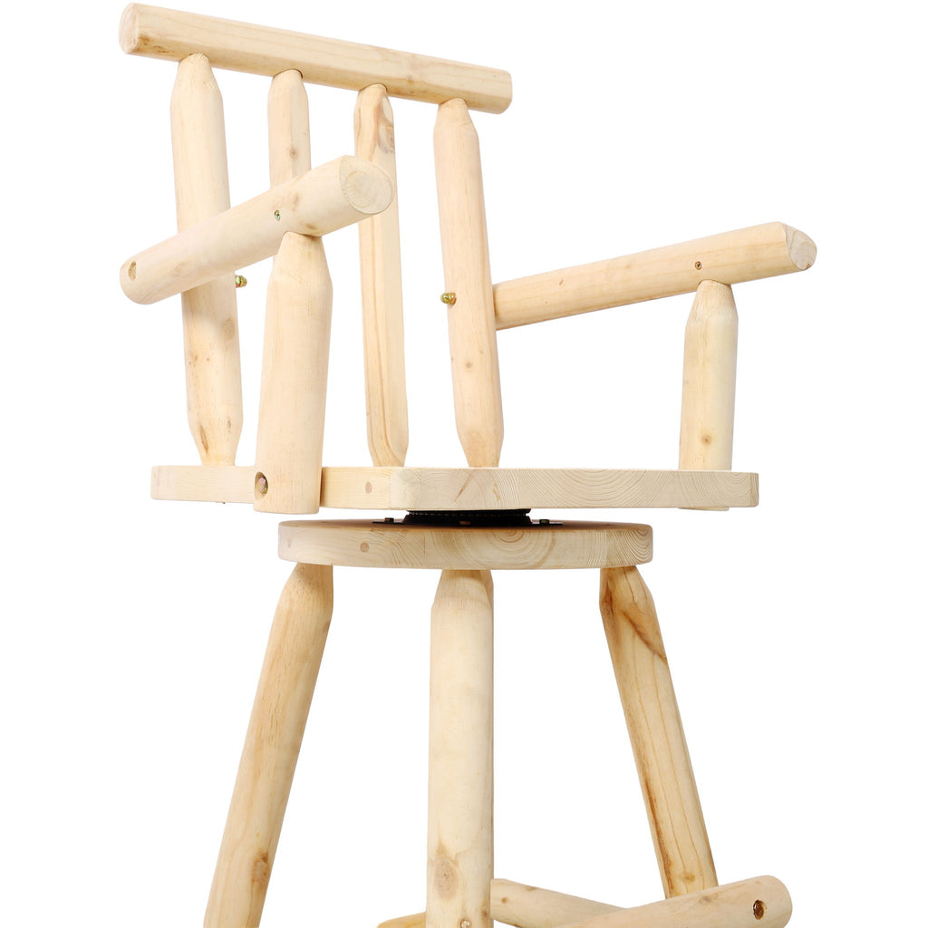 Rustic Bar Stool with Wide Armrest and 360° Swivel - Dark Brown or Light Brown