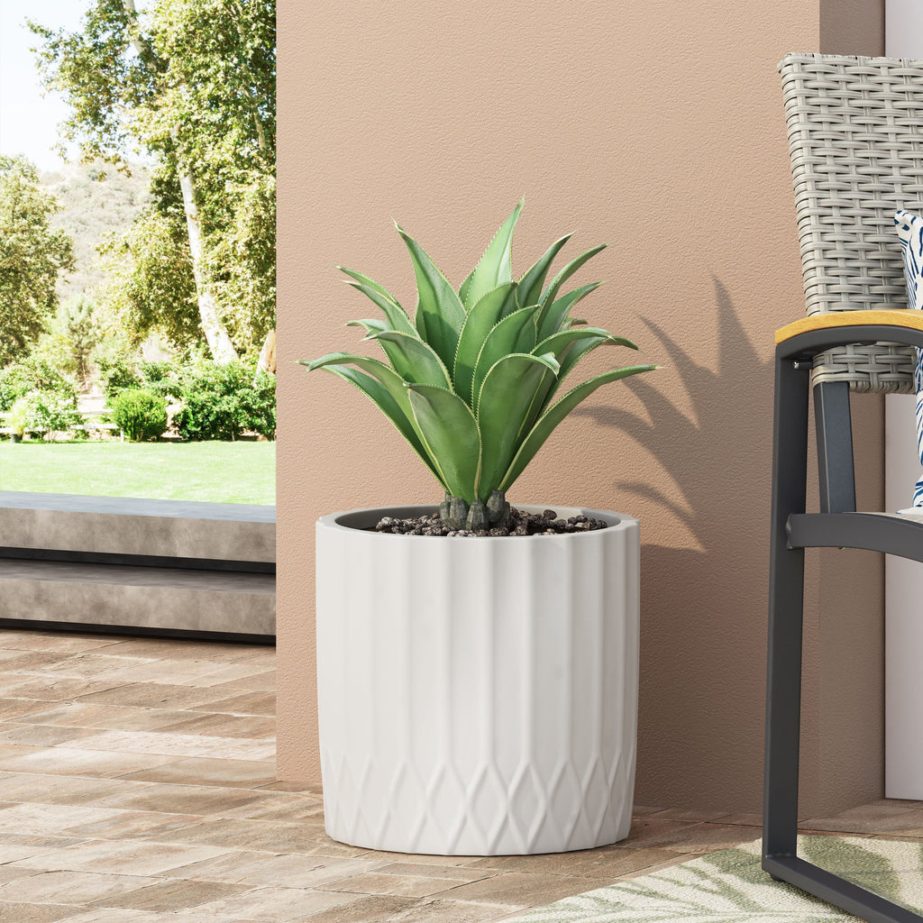 Antique White MGO Planter with Durable Magnesium Oxide Construction - 12.75" Cube