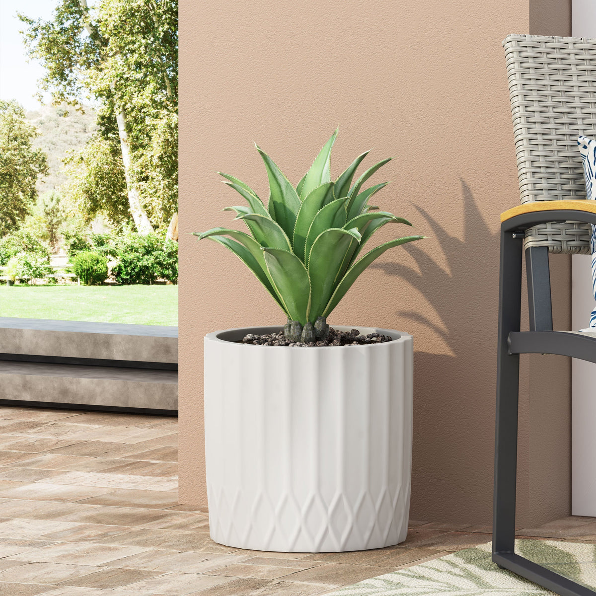 Antique White MGO Planter with Durable Magnesium Oxide Construction - 12.75" Cube