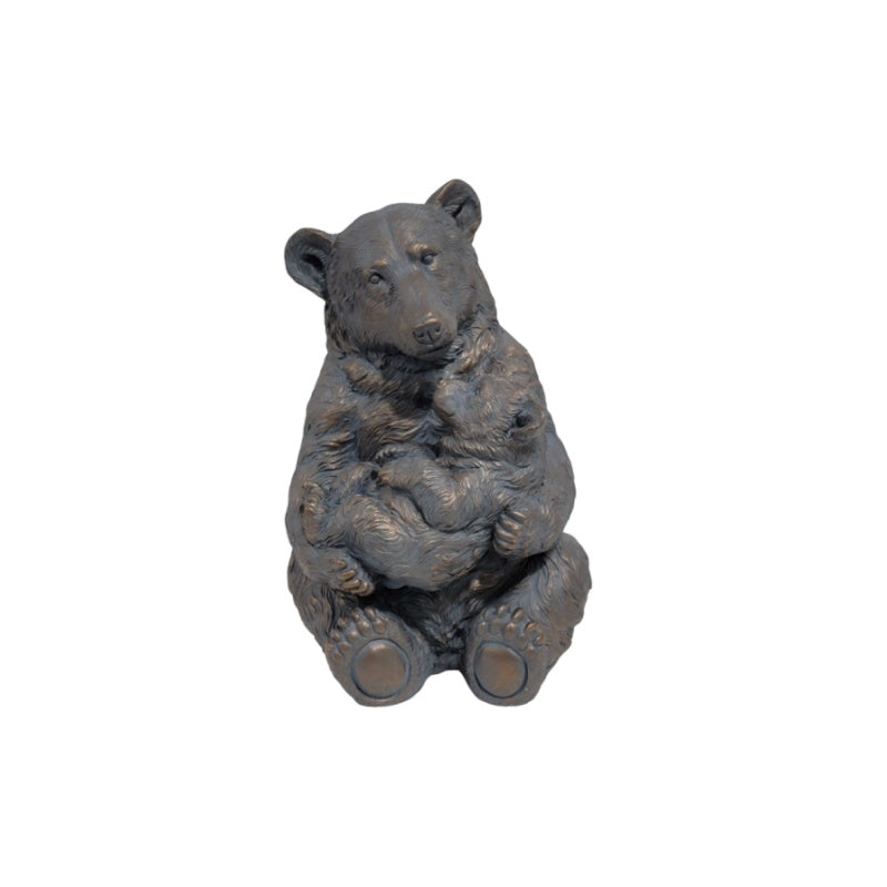 Antique Bronze Mother and Cub Bear Statue with Realistic Detail - Bronze