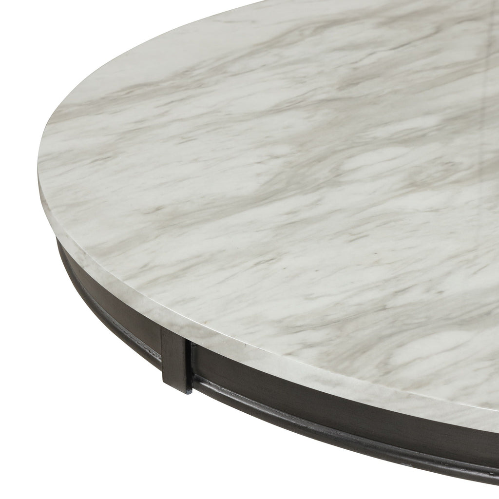 Gray Faux Marble Dining Table with Solid Wood Legs - Gray