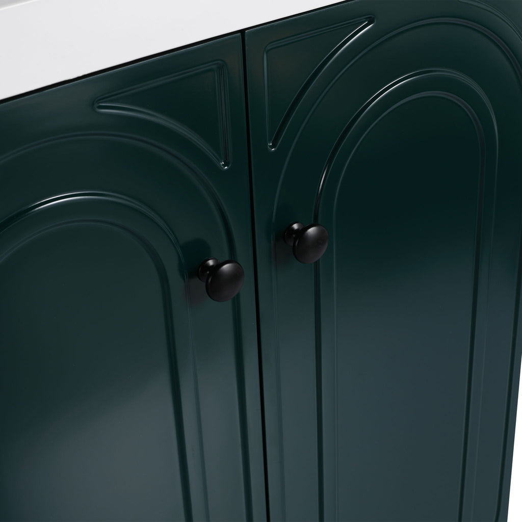 Modern Freestanding Bathroom Vanity with Soft Close Cabinet Doors - Pearl Silver, White, or Dark Green