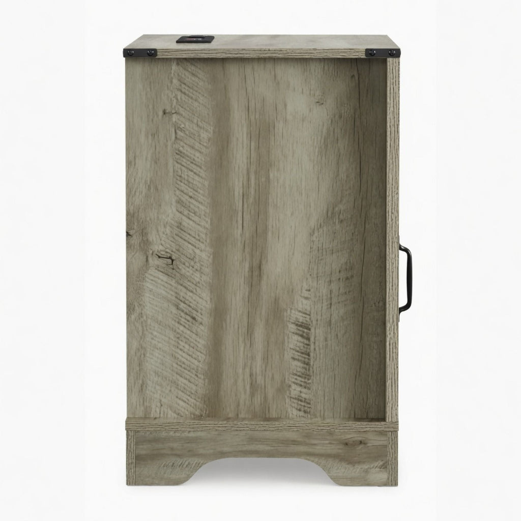 Farmhouse Nightstand with Charging Station & Storage - Multiple Colors
