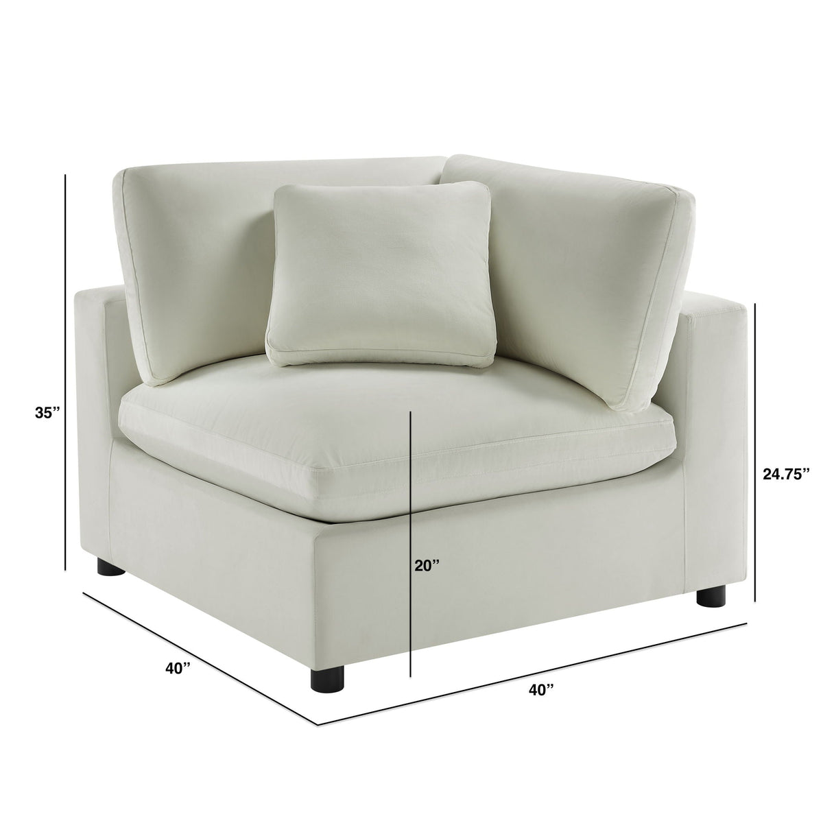 Corner Wedge Chair with Down Blend Cushion - Beige or Dark Gray