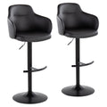 Contemporary Adjustable Barstool Set with Swivel - Rounded T Footrest - Dark Gray or Black