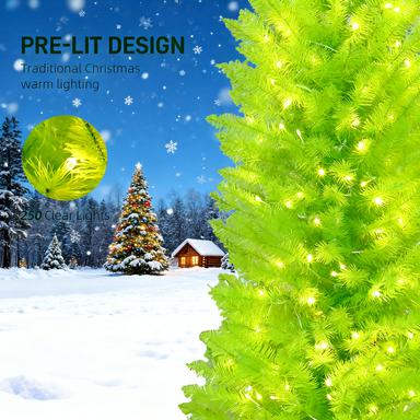 84 Inch Whimsical Christmas Tree with Pre-Lit LED Lights - Green