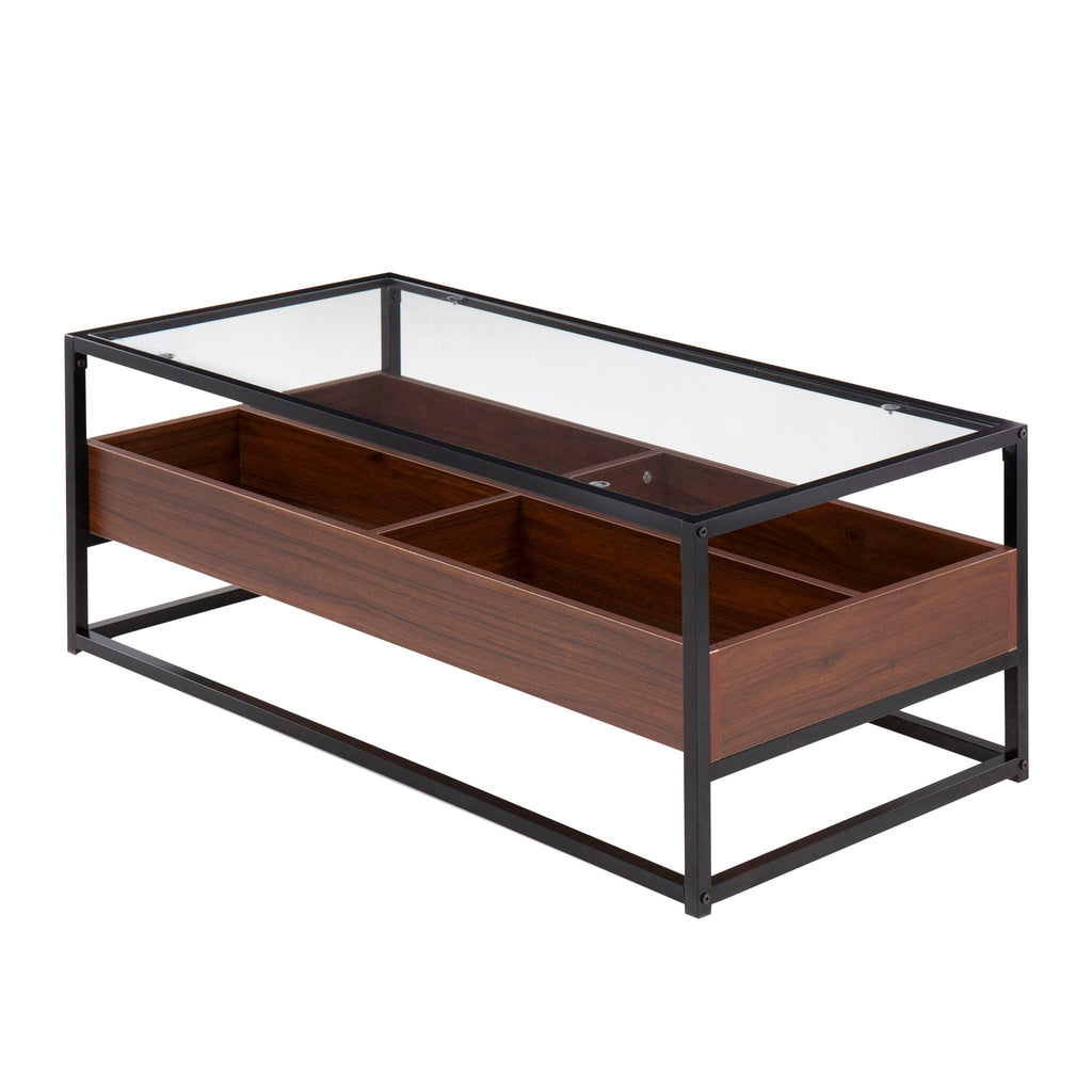Contemporary Coffee Table with Tempered Glass Top - Beige or Dark Brown