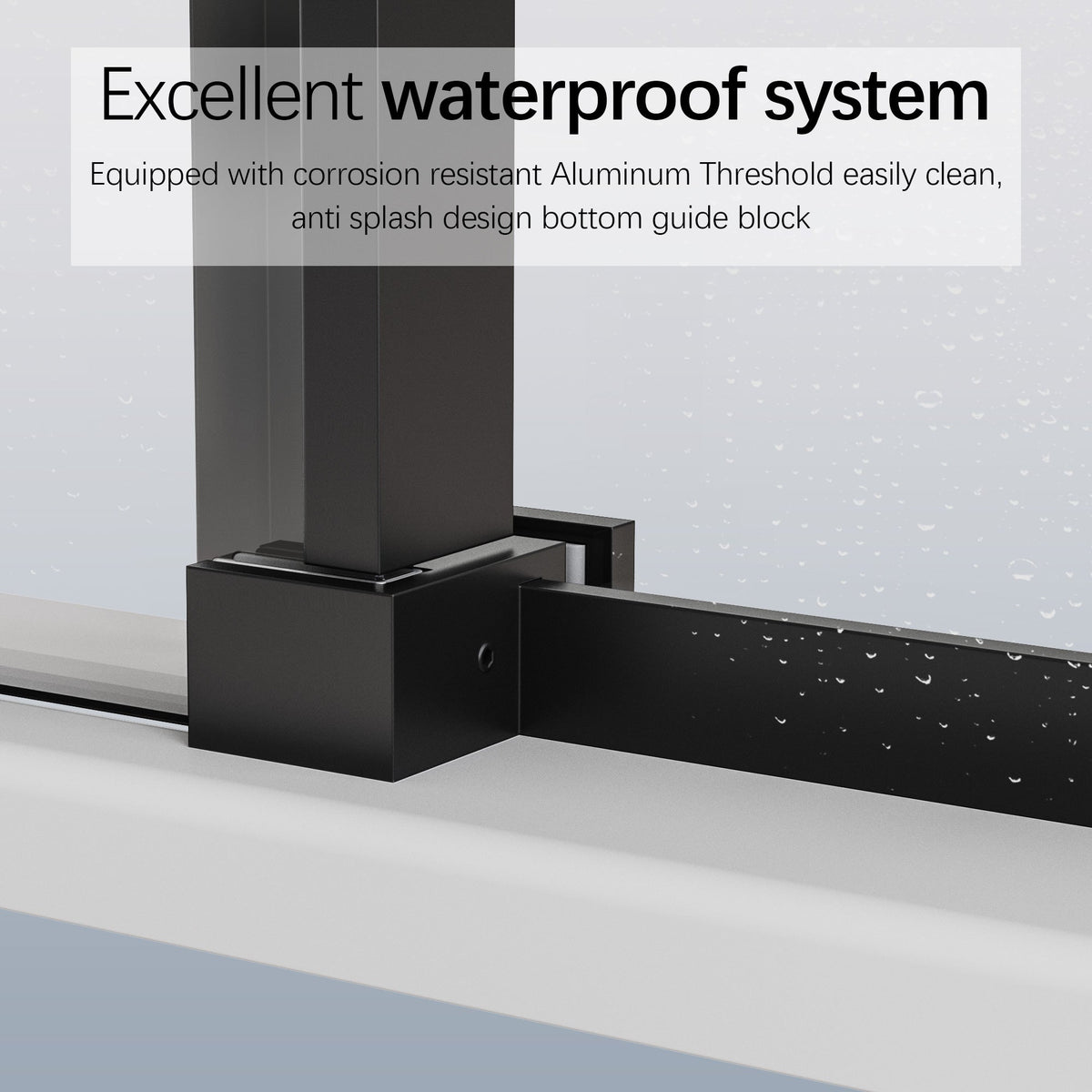 Frameless Sliding Shower Door with Tempered Glass - Matte Black