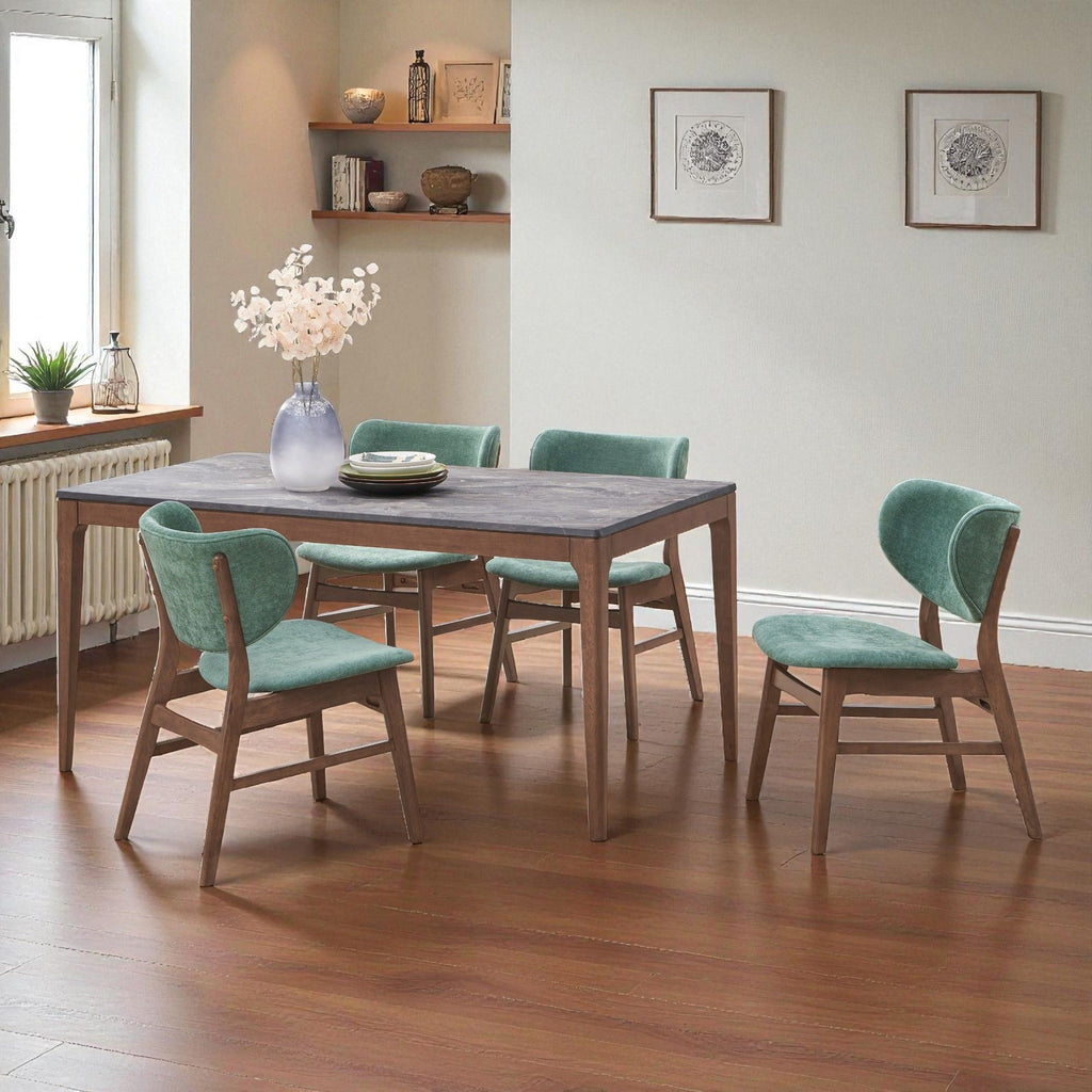 5 Piece Dining Room Set with Upholstered Chairs - Blue or Dark Green