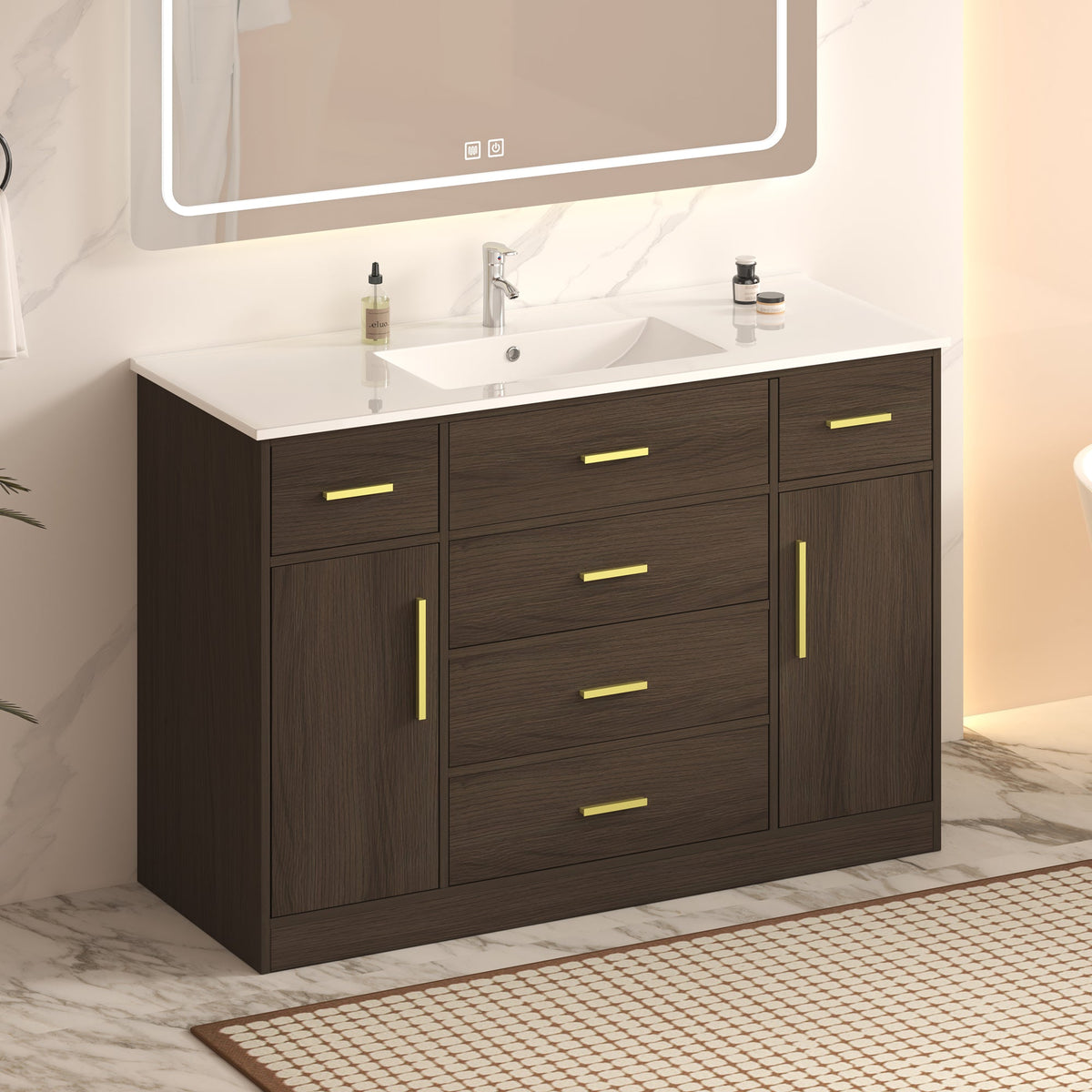 48" Dark Brown Bathroom Vanity