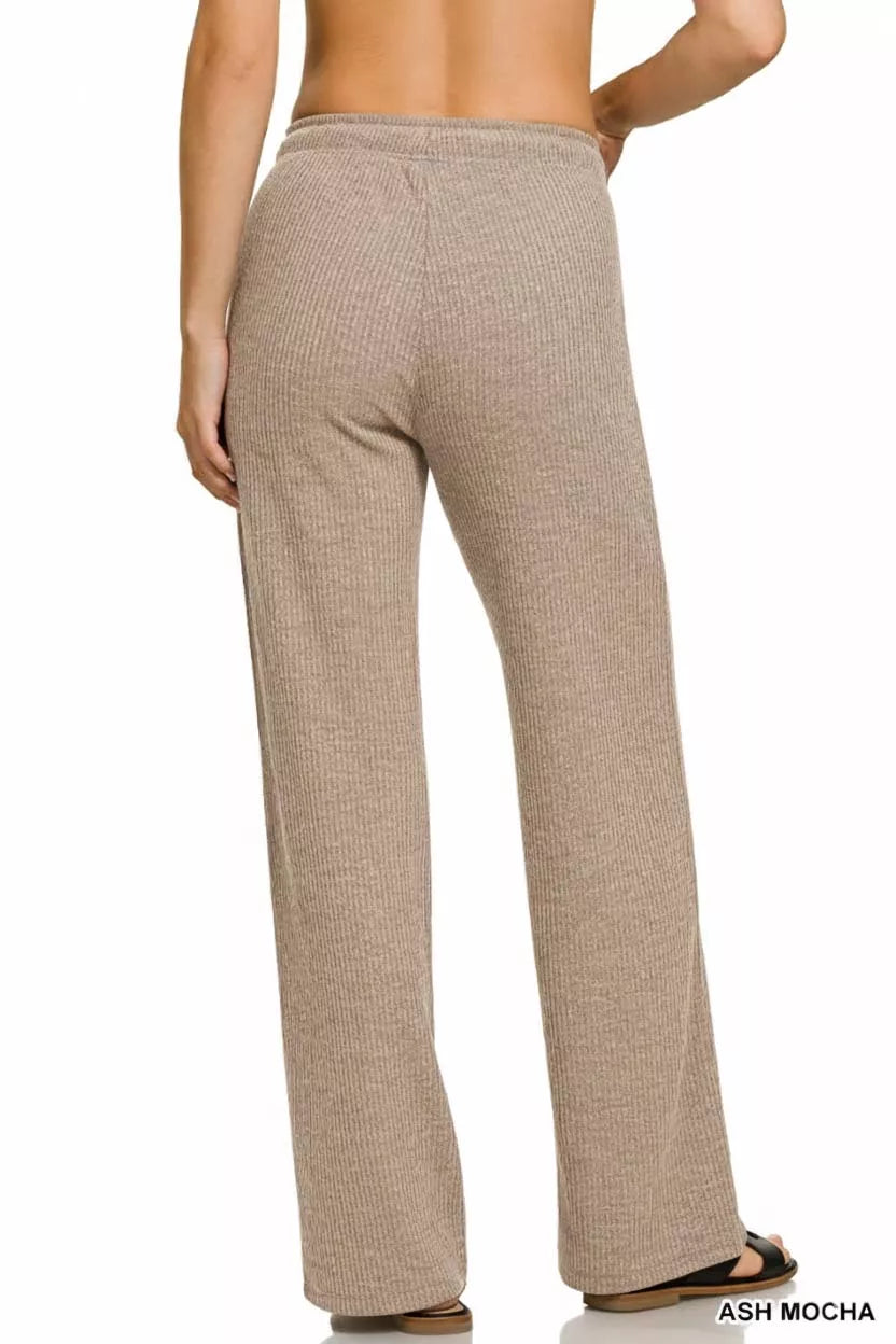 Zenana Ribbed Drawstring Lounge Pants