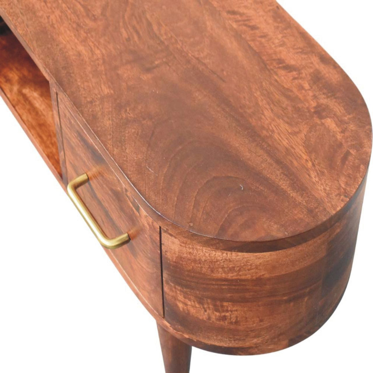 Solid Wood Two-Drawer Media Unit with Open Slot - Natural Finish