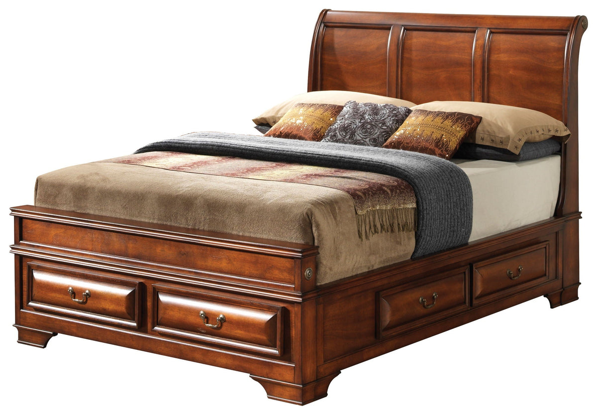 Dovetailed Drawers Storage Bed with Dovetailed Storage Drawers - Light Brown
