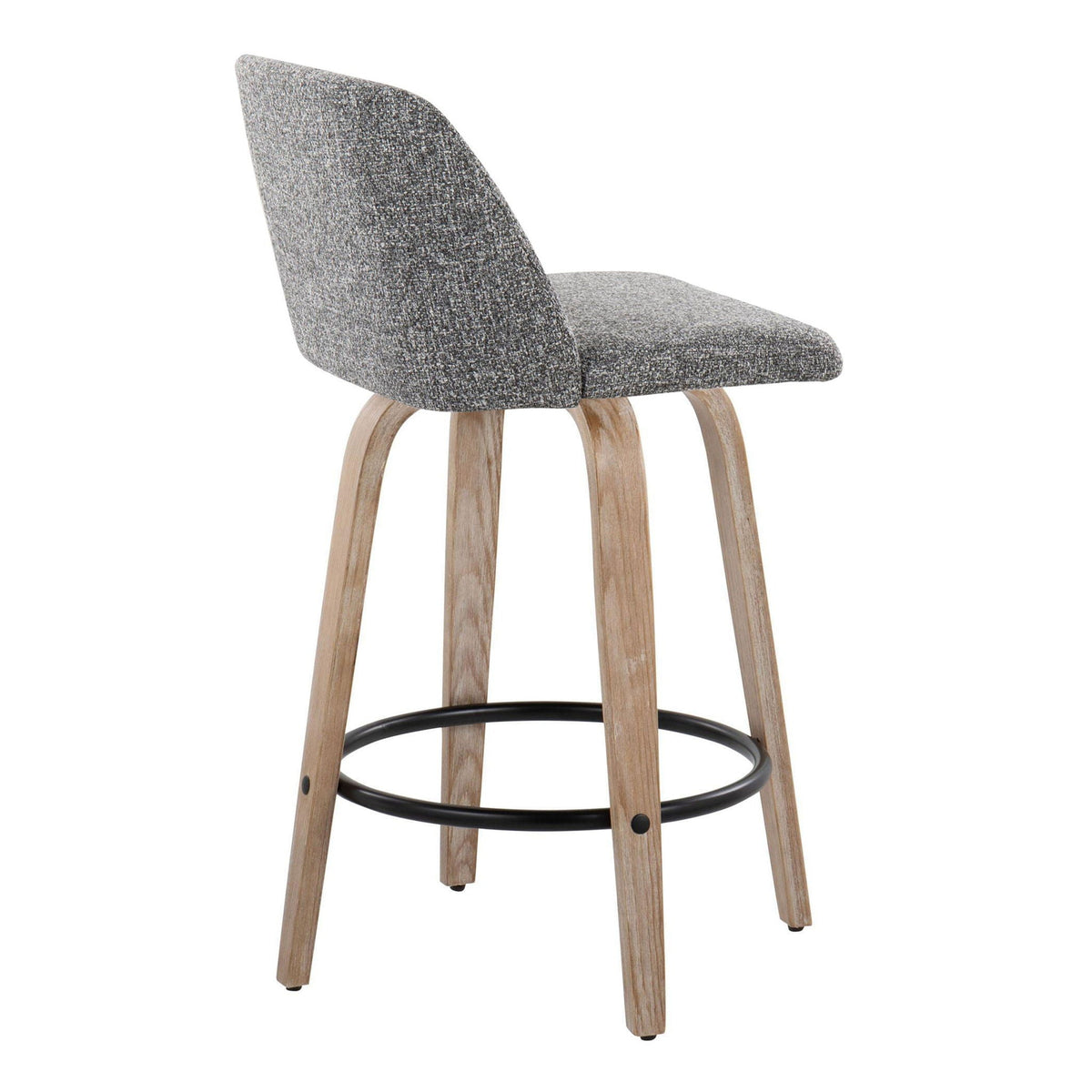 Toriano - Contemporary Fixed-Height Counter Stool & Swivel with Round Footrest (Set of 2)