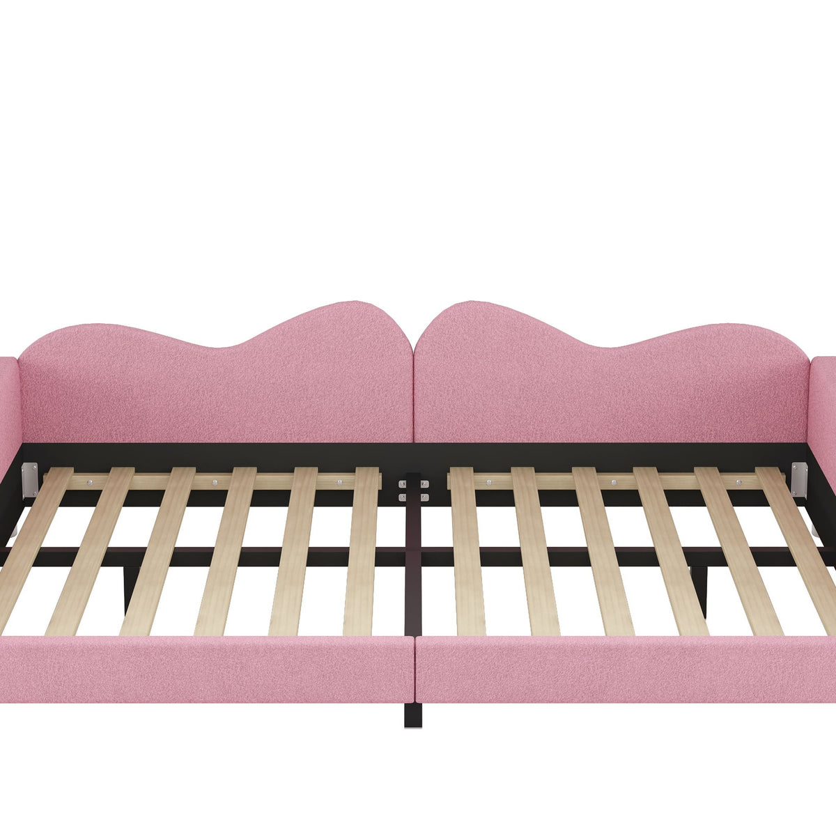 Upholstered Daybed with Cloud-Shaped Backrest - Full Size, Sherpa Fabric