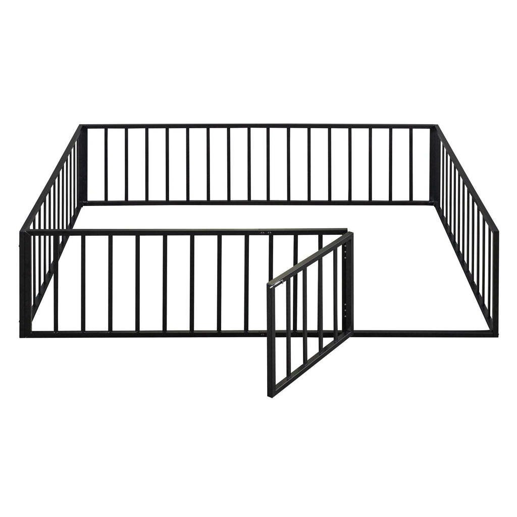 Metal Floor Bed Frame With Fence And Door