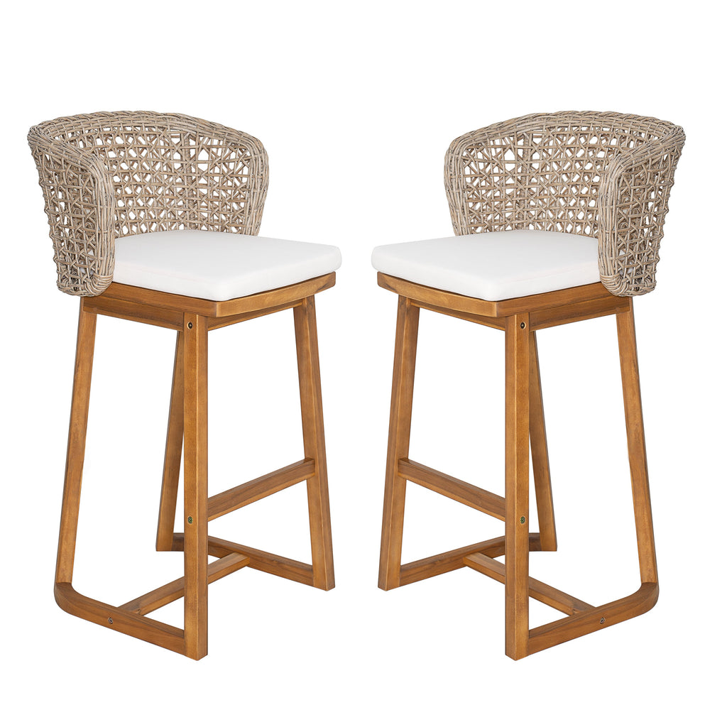 Outdoor Acacia Wood Bar Stools (Set of 2)