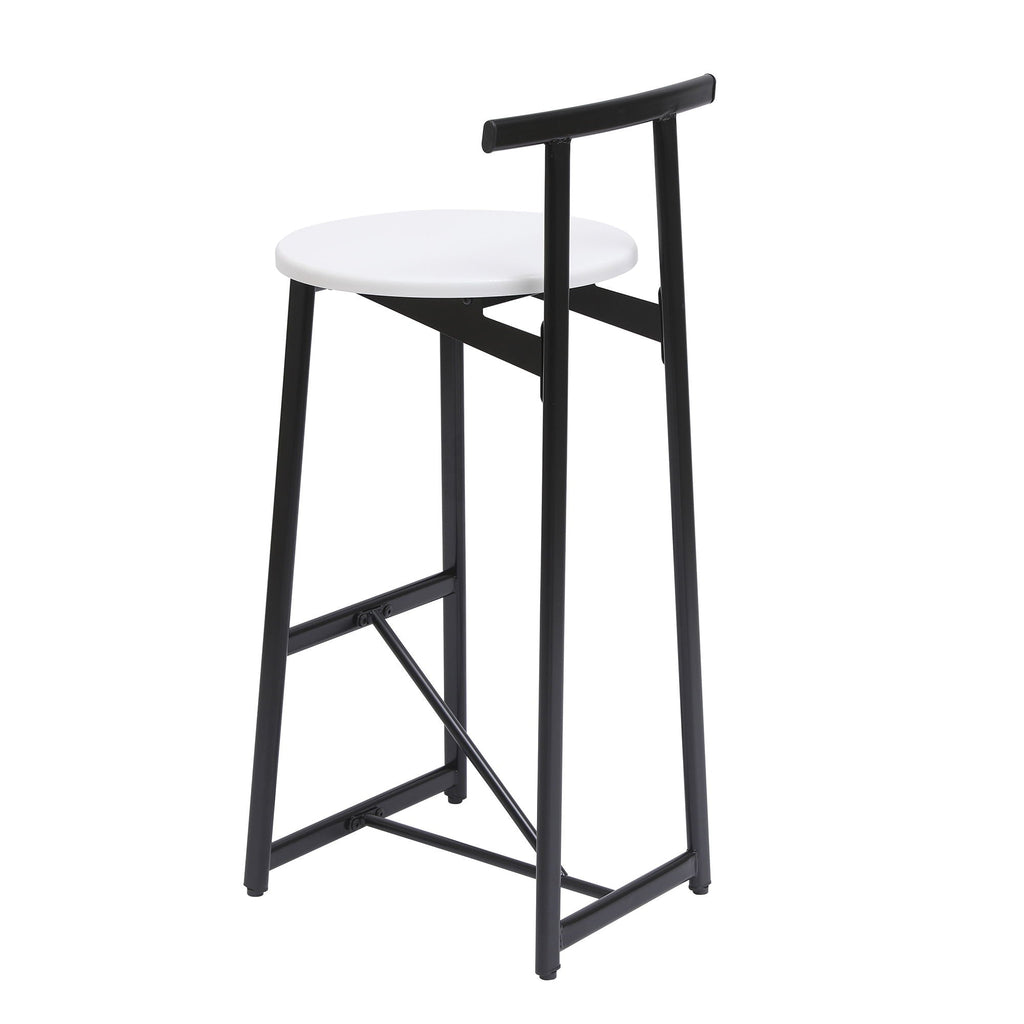 Modern Bar Stools with Backrest for Kitchen – Set of 3 – White or Black