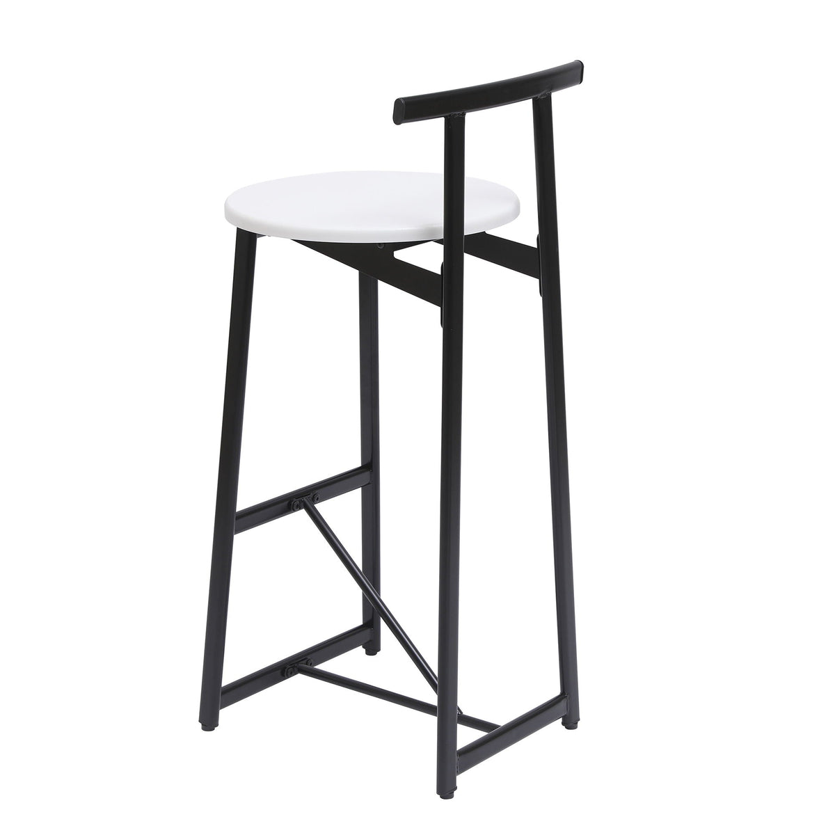Modern Bar Stools with Backrest for Kitchen – Set of 3 – White or Black