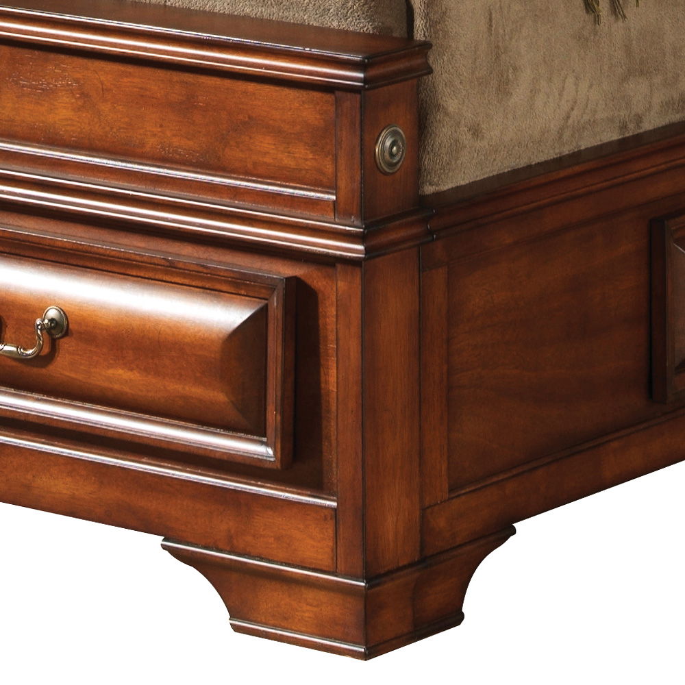 Dovetailed Drawers Storage Bed with Dovetailed Storage Drawers - Light Brown