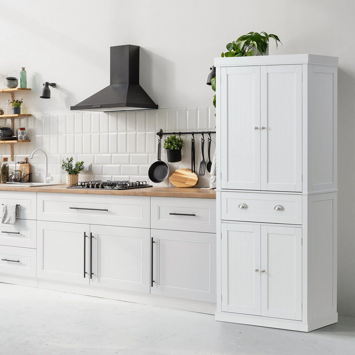 72" Tall Storage Cabinet with Adjustable Shelves | White