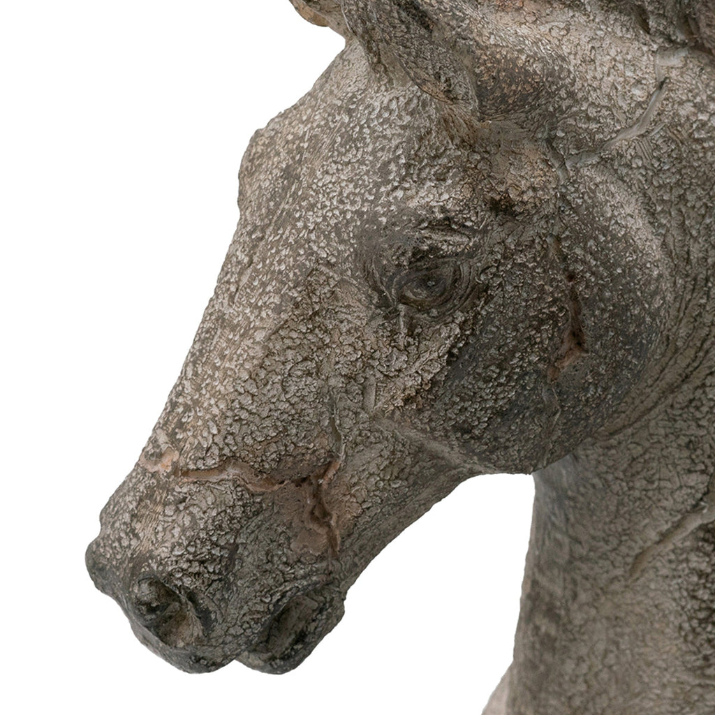 Antique Horse Statue On Stand with Iron Base - Gray