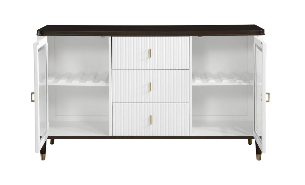 Carene Server with Drawers and Glass Accent - Brown / White