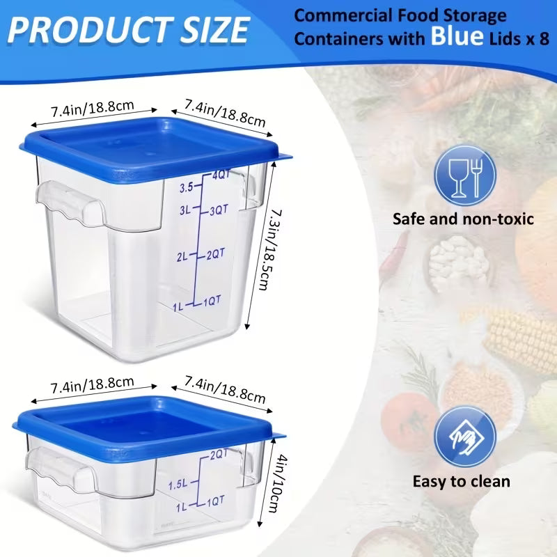 8-Piece Square Food Storage Containers Set with Lids