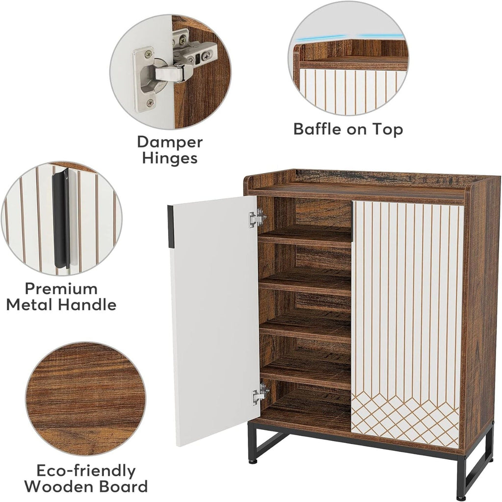 5 Tier Shoe Cabinet with Doors - Compact Storage Organizer