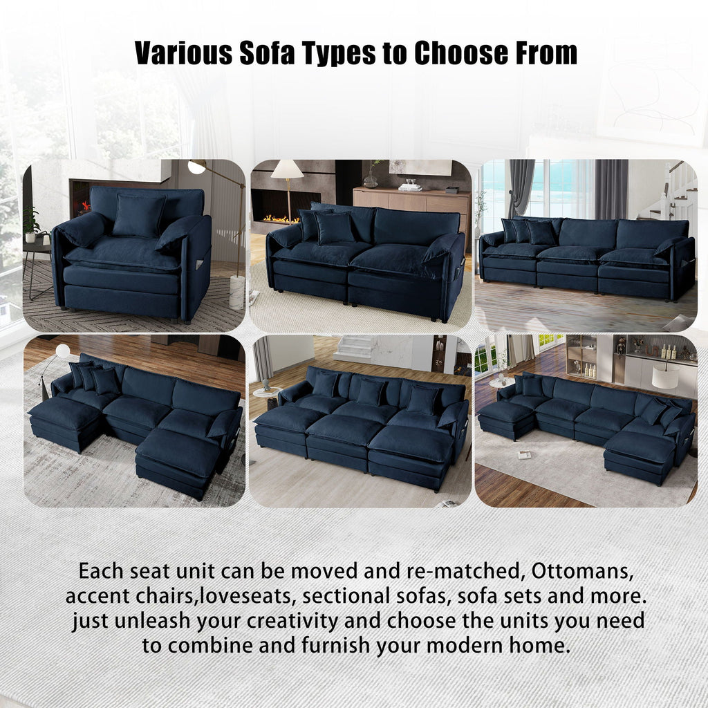 Oversized Chair & Ottoman with Soft Upholstery - Blue or Black