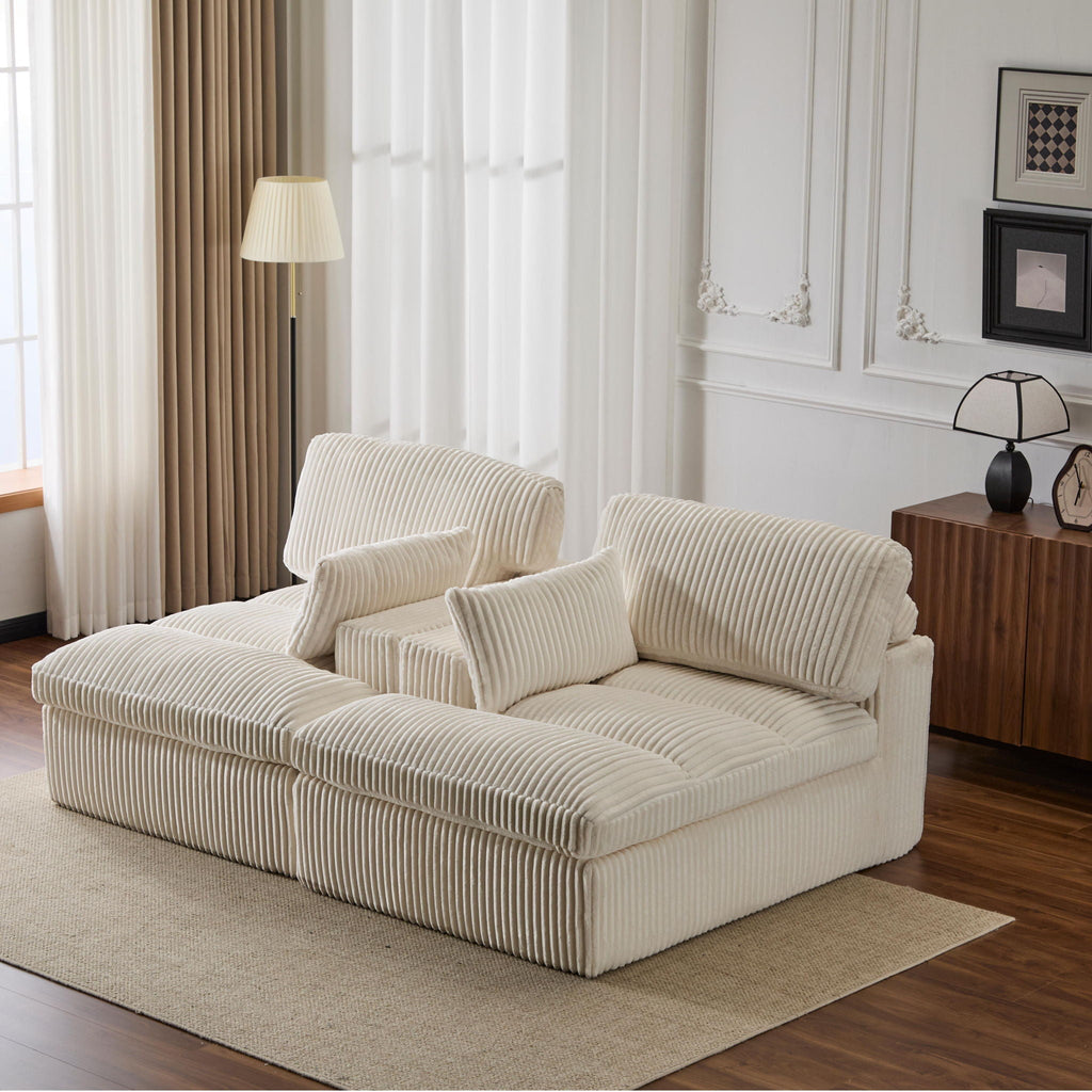 Double Chaise Lounge Chair, Oversized Upholstered Sleeper Cloud Couch
