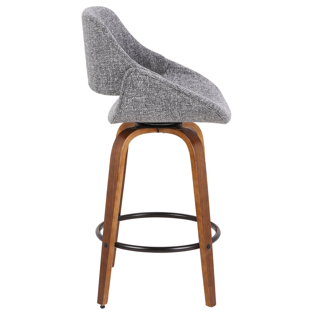 Mid-Century Modern Counter Stool with Padded Upholstery - Walnut