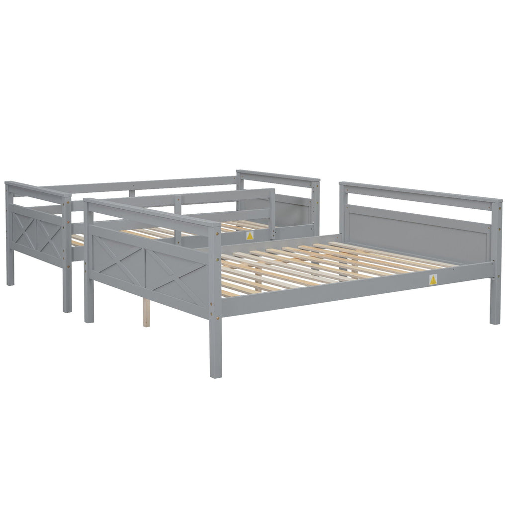 Twin Over Full Bunk Bed with Ladder and Storage Options - White or Dark Gray