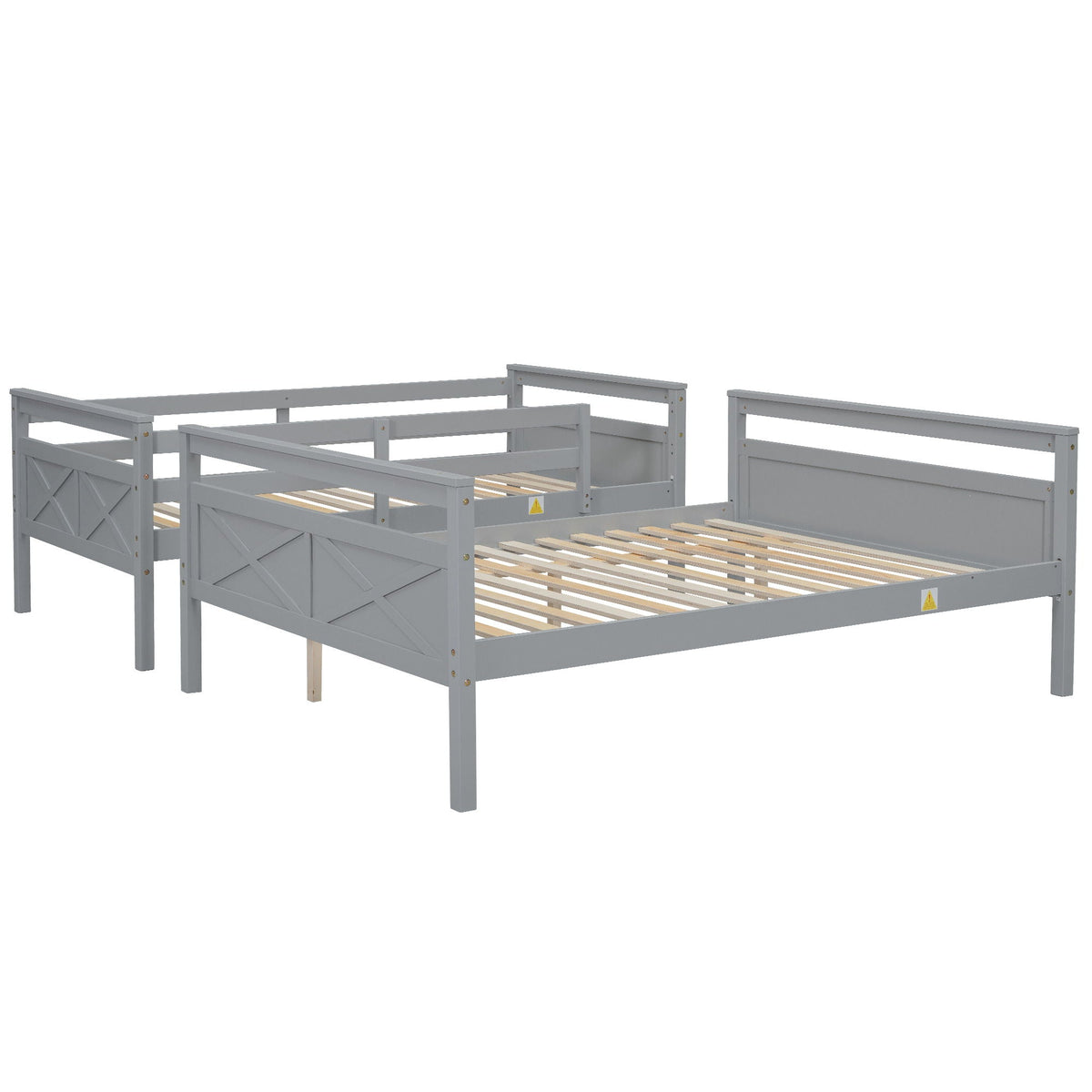 Twin Over Full Bunk Bed with Ladder and Storage Options - White or Dark Gray