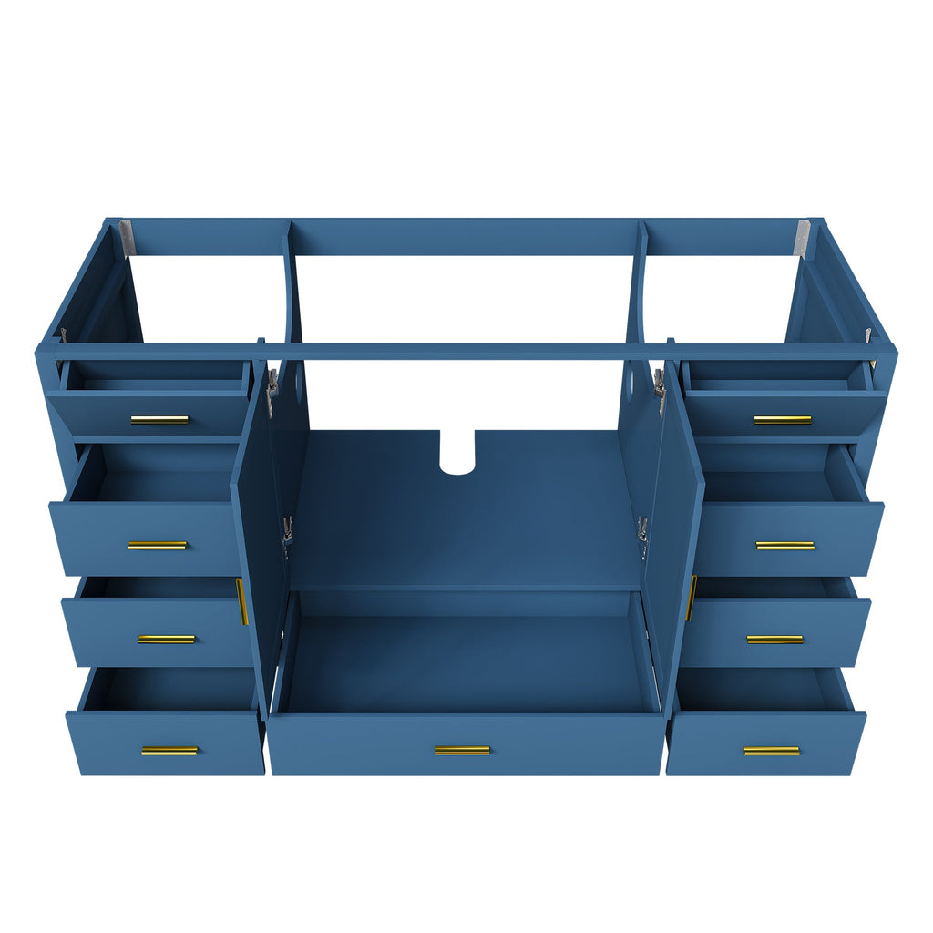 60" Bathroom Vanity Base Cabinet with Soft-Close Doors - Blue