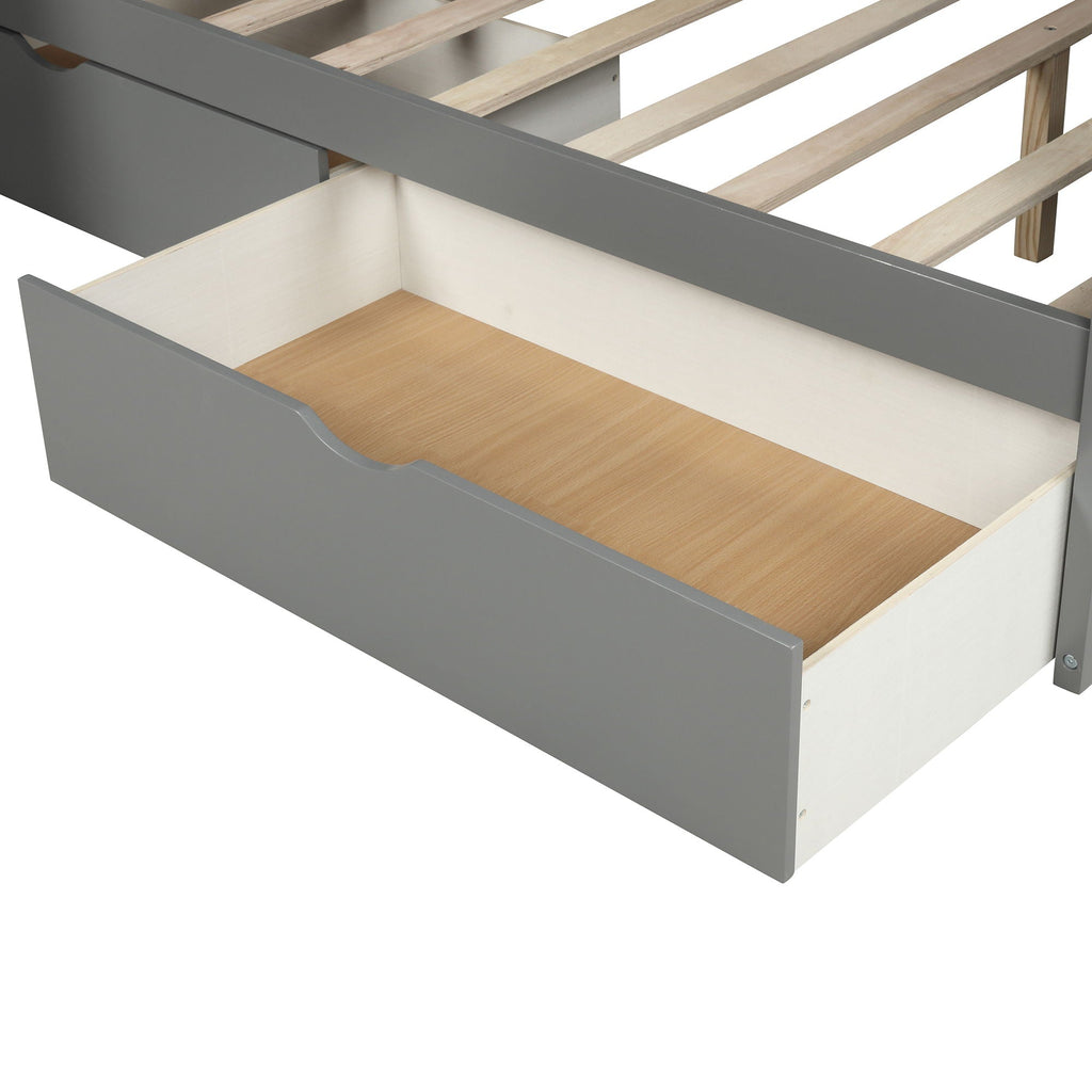 Bunk Bed With Storage Staircase, Slide, Desk, Drawers, And Shelves