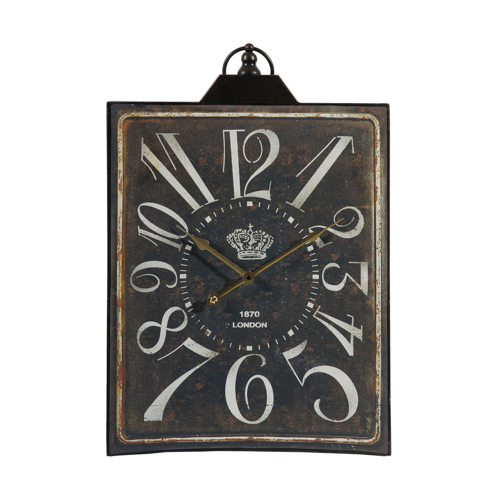 Large Vintage Rectangular Wall Clock with Numerals - White / Black