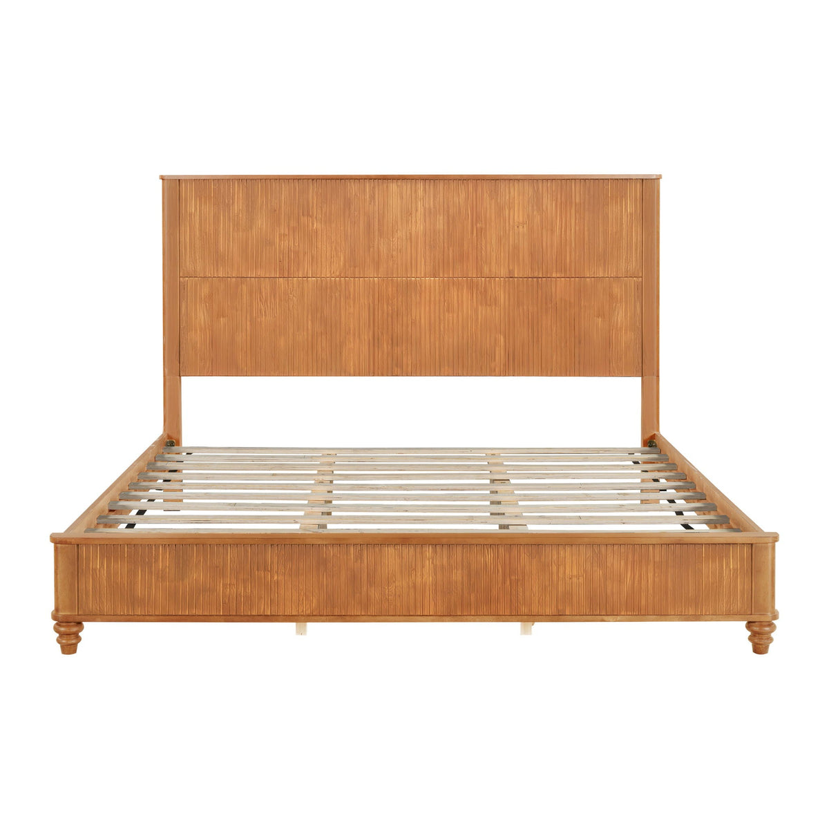 Platform Bed Frame with Tall Headboard - Solid Wood, Queen & King Sizes