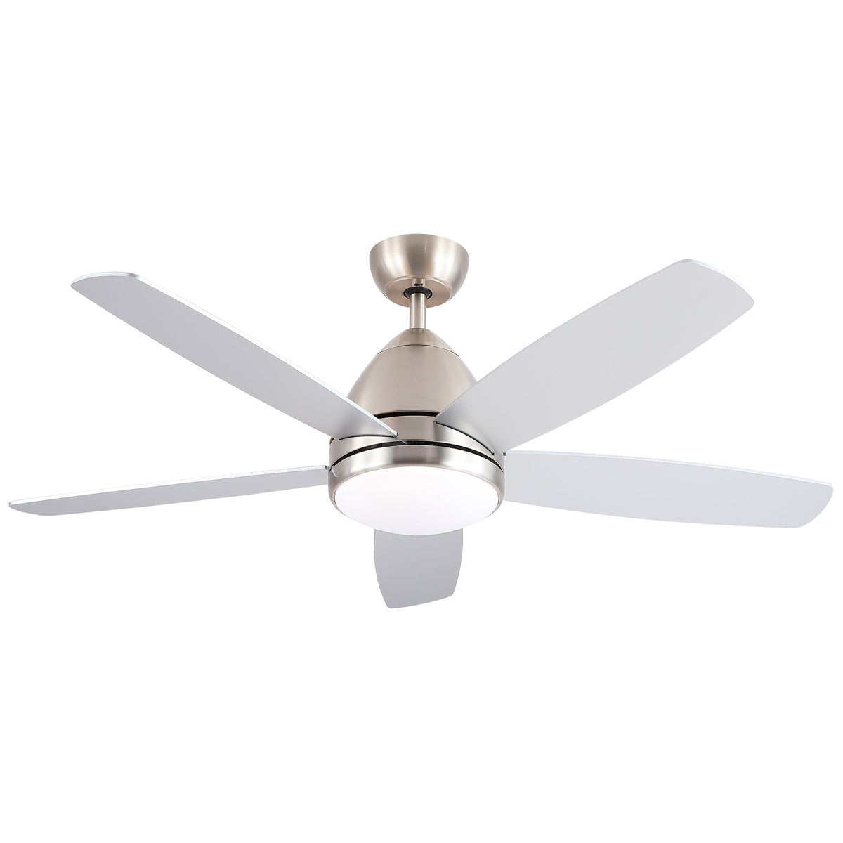 52 Inch Indoor Brushed Nickel Ceiling Fan with Integrated LED Light Kit and Remote