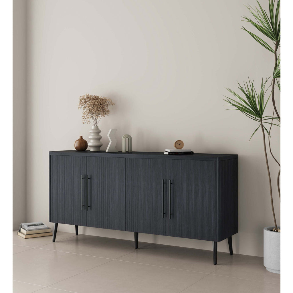 Mid-Century Modern Sideboard with Adjustable Shelves - Dark Gray or Light Brown