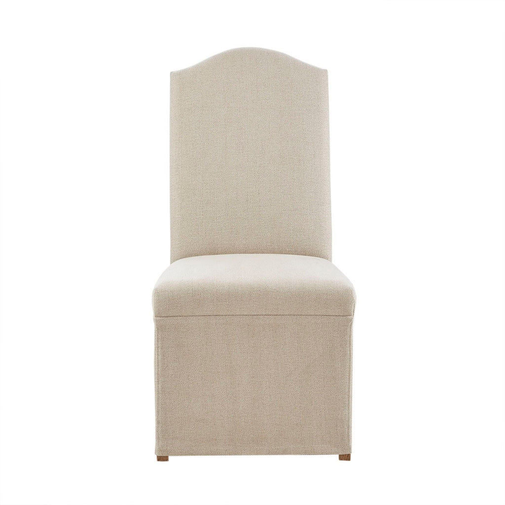 Dining Chair With Skirts Set of 2 with Solid Wood Frame - Beige