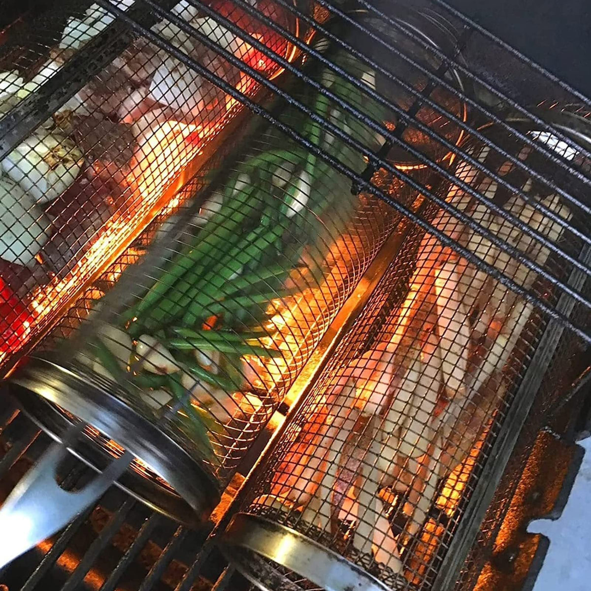 Portable Metal BBQ Grilling Basket for Outdoor Camping