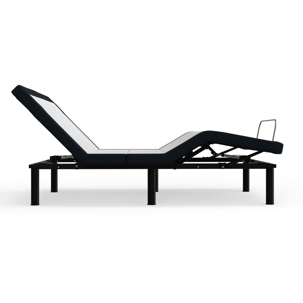 Full Adjustable Bed Base with Massage and USB Ports – White/Charcoal