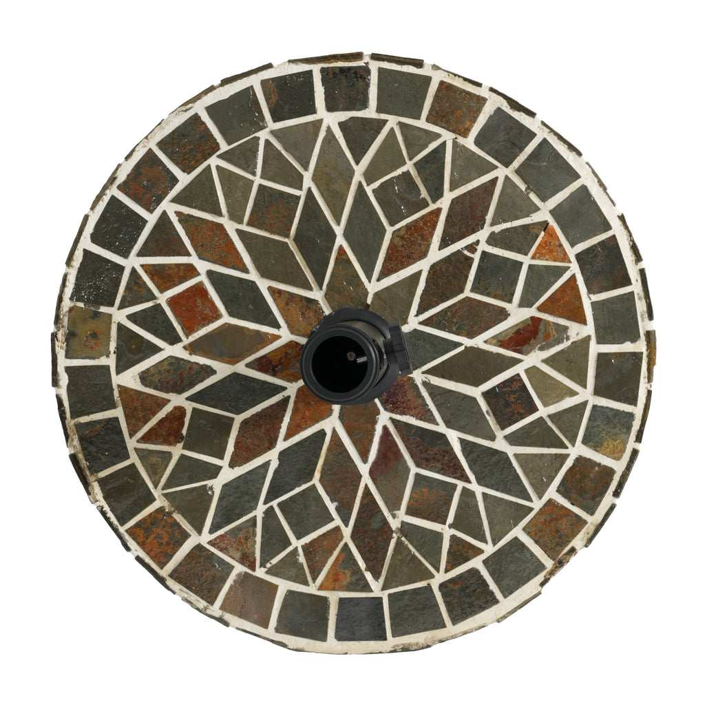 Enzo Tile Round Umbrella Base with Adjustable Support - Multi-Colored Mosaic