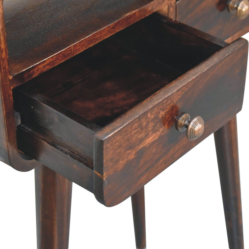 Solid Wood Mini California Console Table with Storage Drawers - Walnut