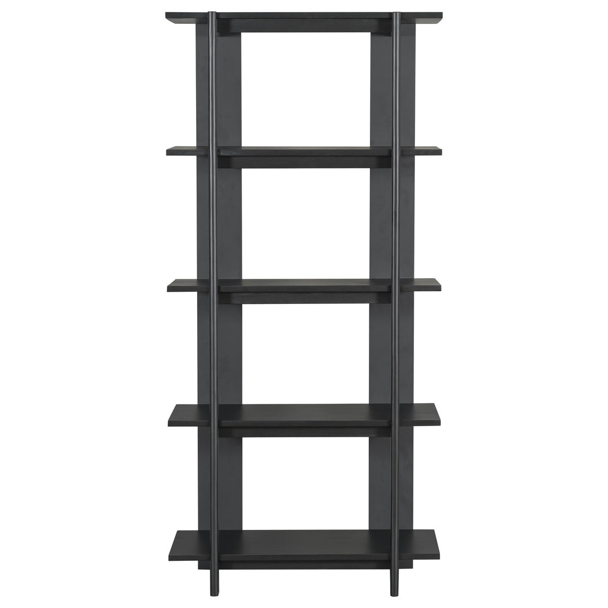 4-Tier Wooden Open Bookcase with Ebonized Finish - Acacia
