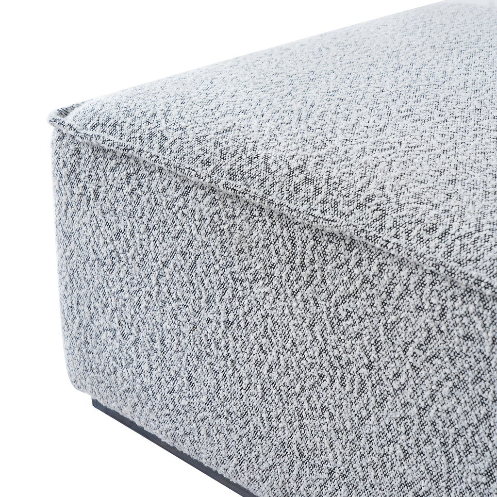 Square Upholstered Ottoman with Solid Wood Legs - Black-and-White Fabric