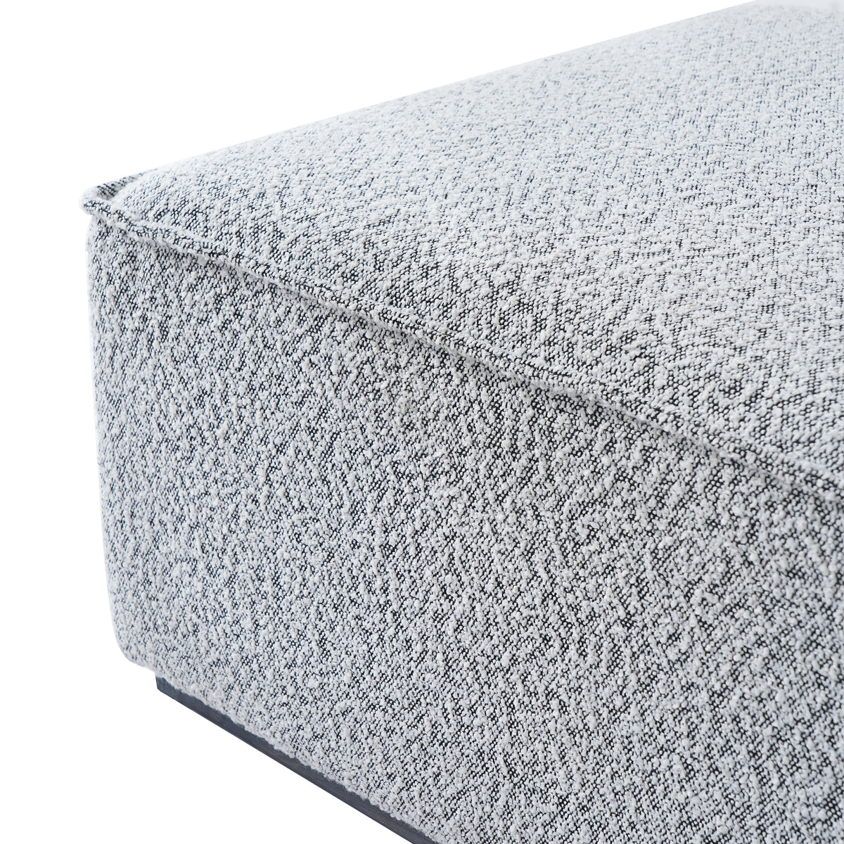 Square Upholstered Ottoman with Solid Wood Legs - Black-and-White Fabric