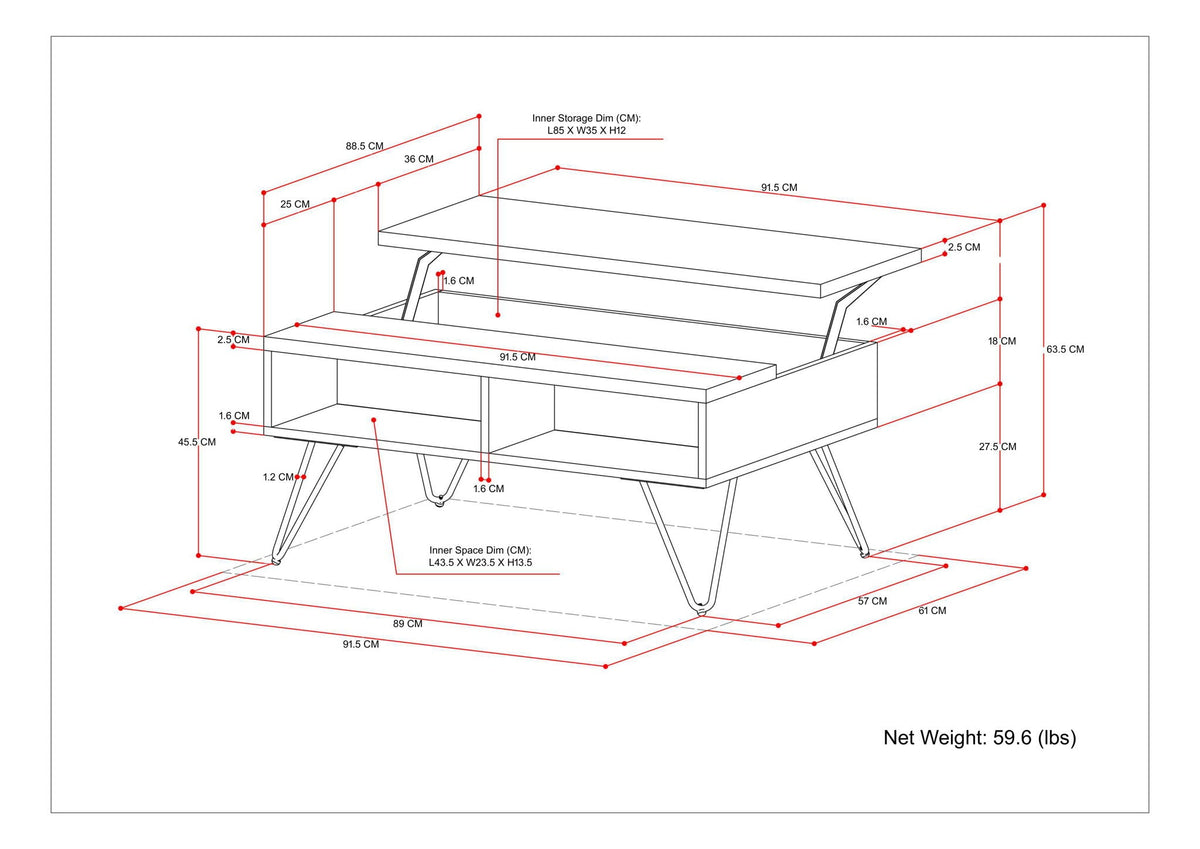 Hunter - Handcrafted Lift Top Coffee Table