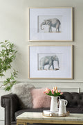 Elephant Pencil Drawings Wall Art Set with Glass Frames - Gray